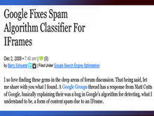 Google fixes spam algorithm classifier for iframes